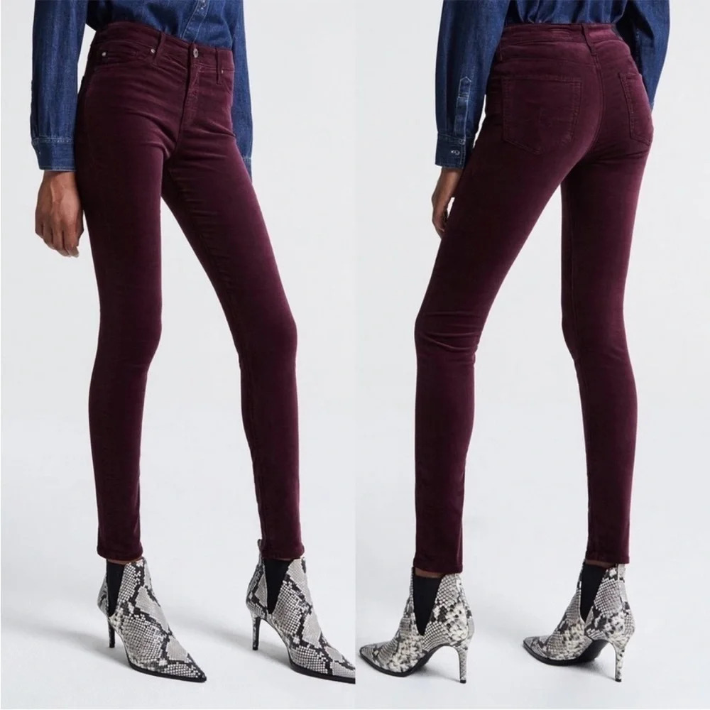 AG Farrah High Rise Skinny Velvet Pants Rich Carmine Casual Women’s 28